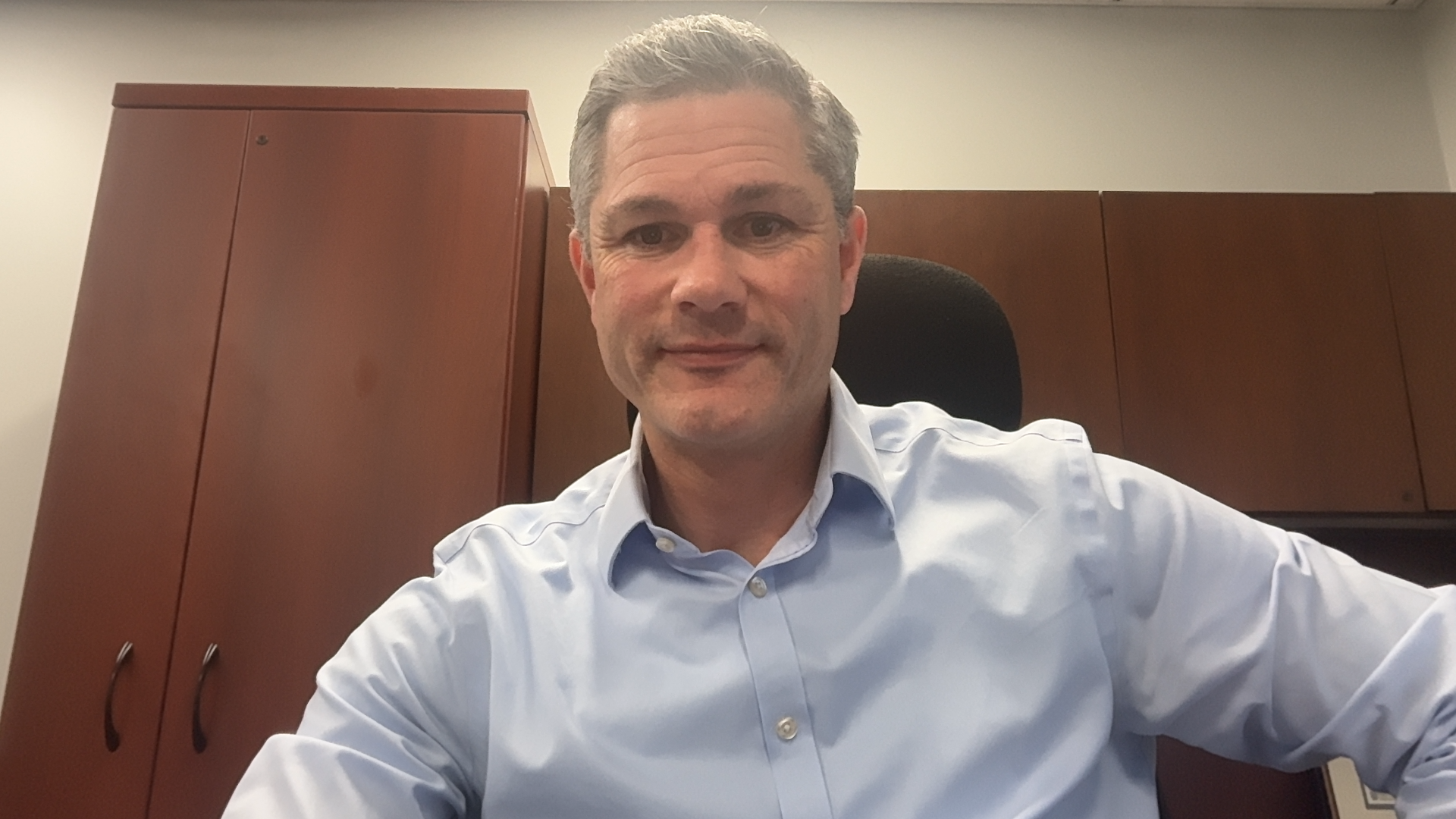 Office selfie in dress shirt